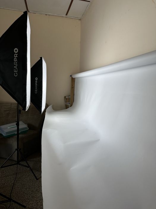 Tło fotograficzne + 2x softbox lampy fotograficzne ciągle 2x150W
