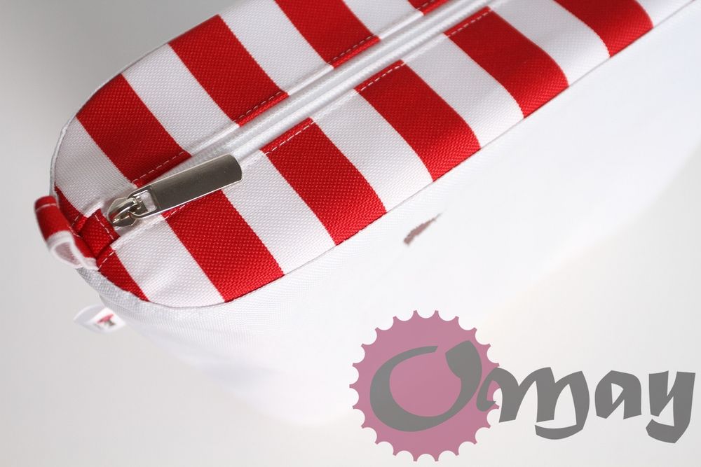 Biały organizer do OBAG MINI pasy czerwone 2 kieszenie wkład OMAY