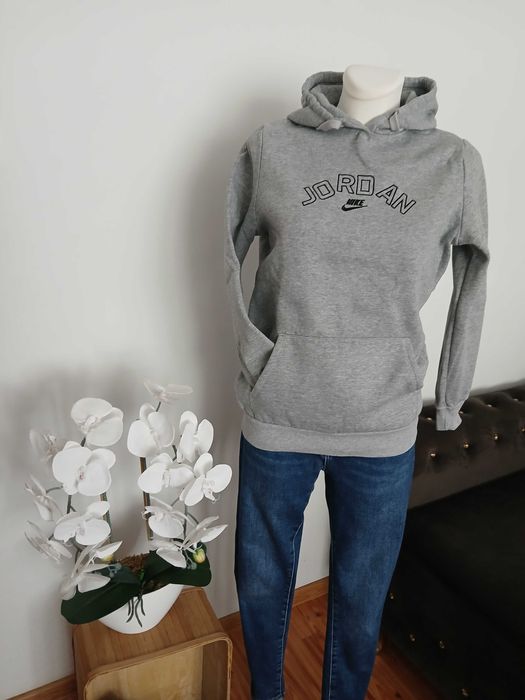 Nowa bluza S M kaptur napis Jordan Nike bawełna szara ocieplona