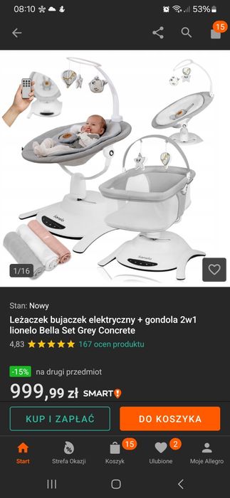 Leżaczek bujaczek lionelo bella 2w1