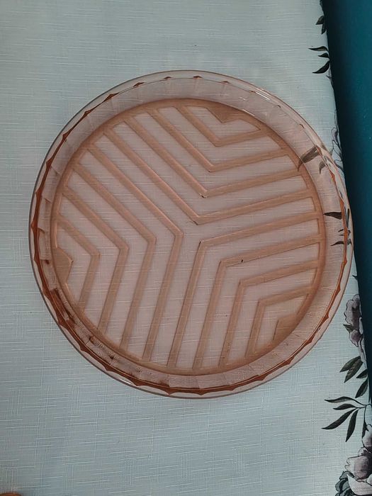Stara karafka art deco Ząbkowice zestaw rozalinowy