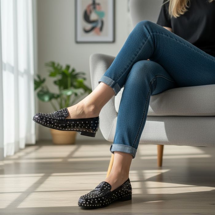 Baleriny damskie ozdobne dżety ćwieki buty casualowe 6634 rozm. 40