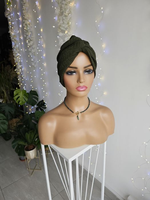 Wygodny turban czapka Sia butelkowa zielen