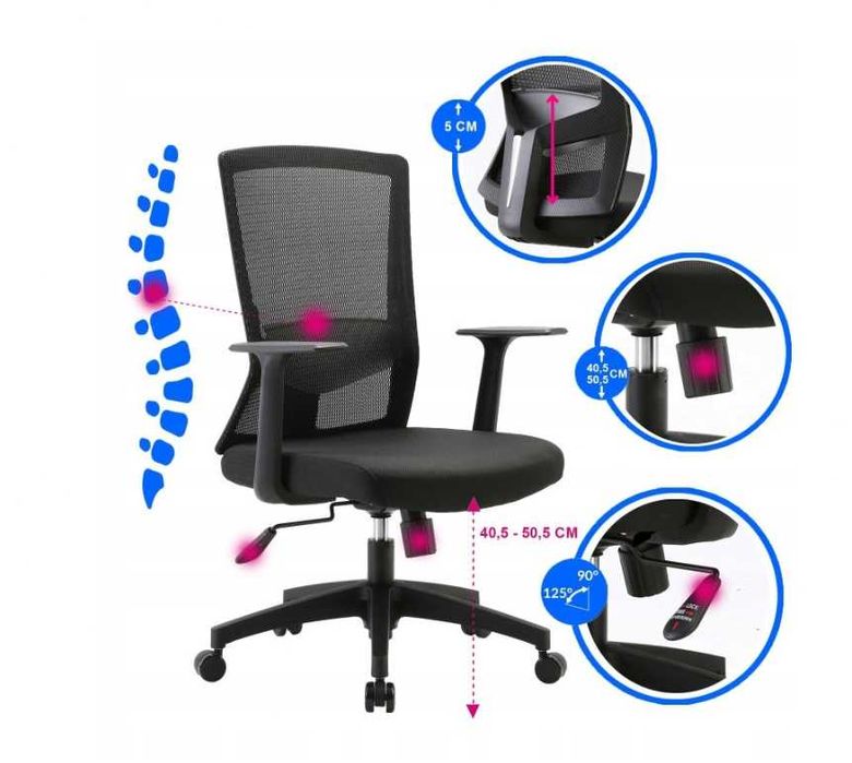 Fotel Ergonomiczny ANGEL Biurowy Obrotowy JuliO Komfortowy Bezpieczny