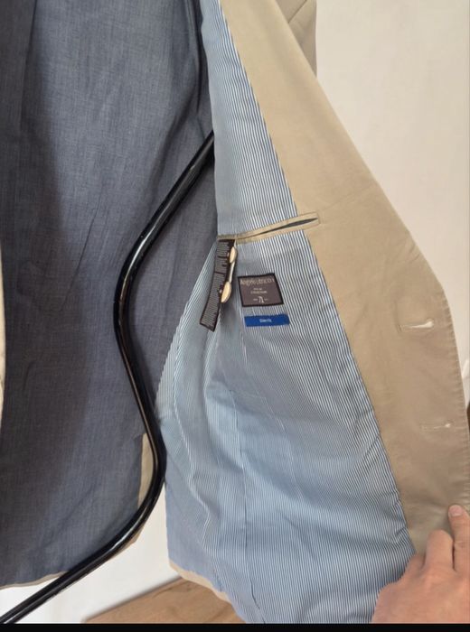 Garnitur męski beżowy Angelo Litrico Slim Fit 100% bawełna rozm. 50