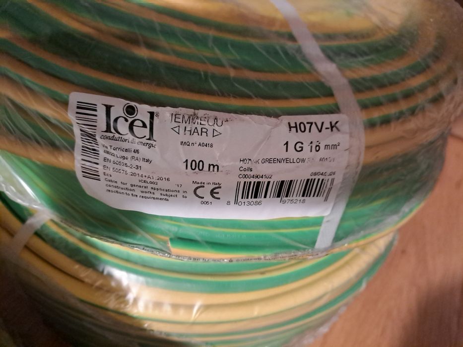 Przewód instalacyjny H07V-K LgY żółto-zielony  16 mm2 i dł 100 m
