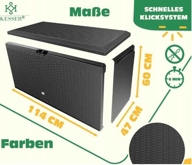 Skrzynia ogrodowa z tworzywa sztucznego czarny KESSER