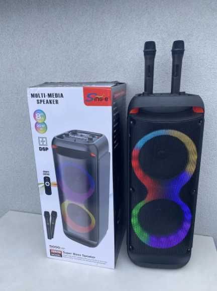 Большая колонка аккумуляторная с микрофоном для караоке портативная