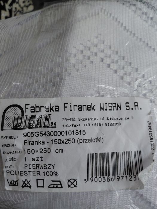 Firana żakardowa na przelotkach  150 x 250 - nowa z metką