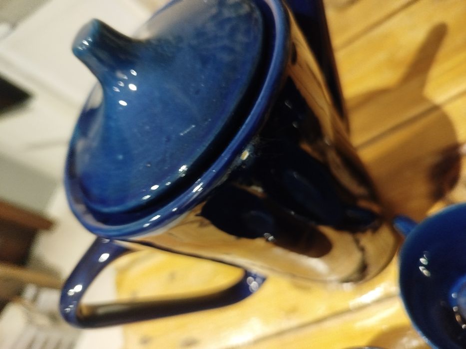 Stary zestaw porcelanowy do kawy, herbaty IRA kobaltowy, granatowy