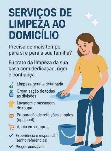 Serviços de limpezas de casas / passar a ferro