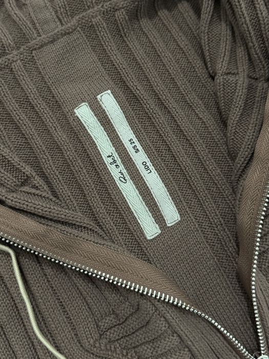 зип худи Rick Owens Beige Ribbed Brown Zip Hoodie