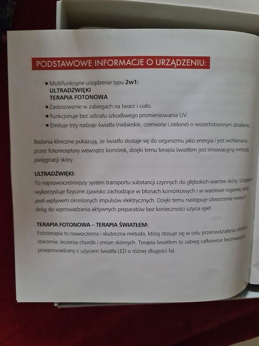 Masażer fotonowy sonoforeza ultradźwięki