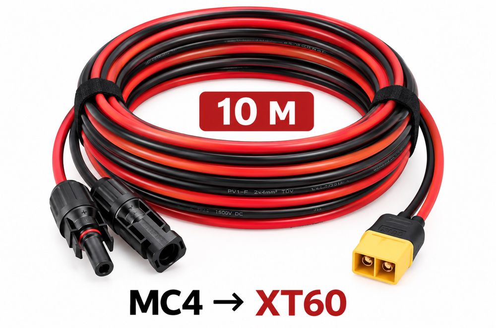 Сонячна панель 300W + кабель MC4 → XT60 10 м