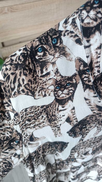 Piękna bluzka wiskoza dzikie koty pantera animal print