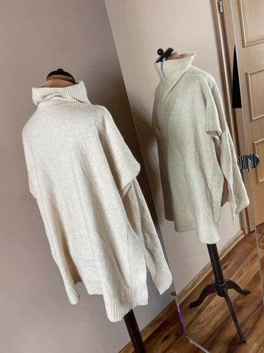 H&m   kamizelka krem bez ecru uniwersalne golf 46 xxl 44 +size