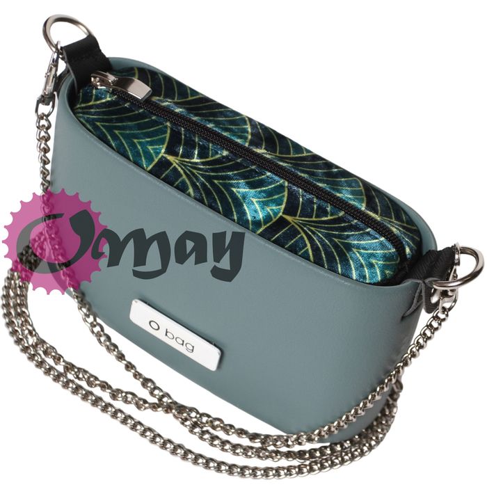 Czarny organizer OBAG POCKET welur zielony wachlarze 1 kieszeń OMAY