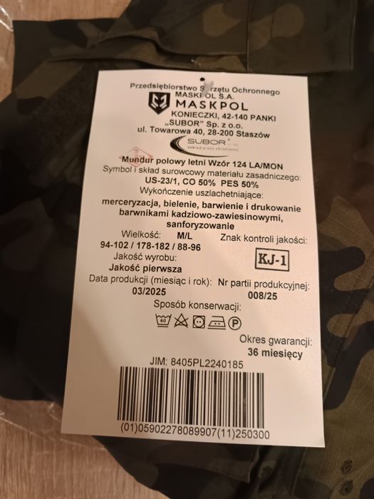 Mundur wojskowy letni nowy wzór M/L