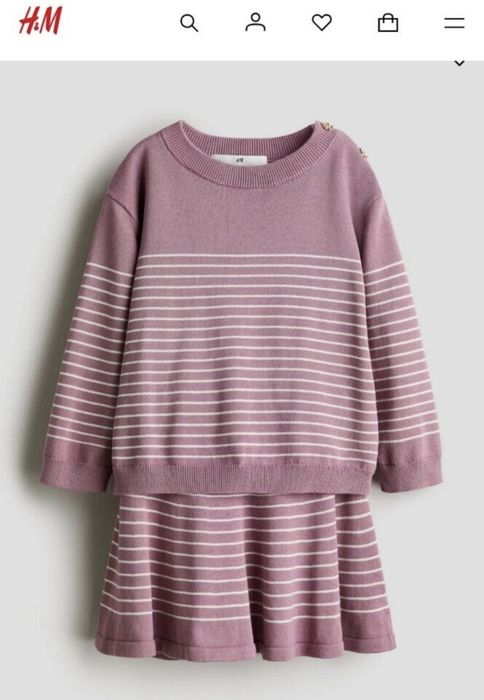 Вязанный котоновый костюм H&M свитер hm светр юбка p.134 - 140 см