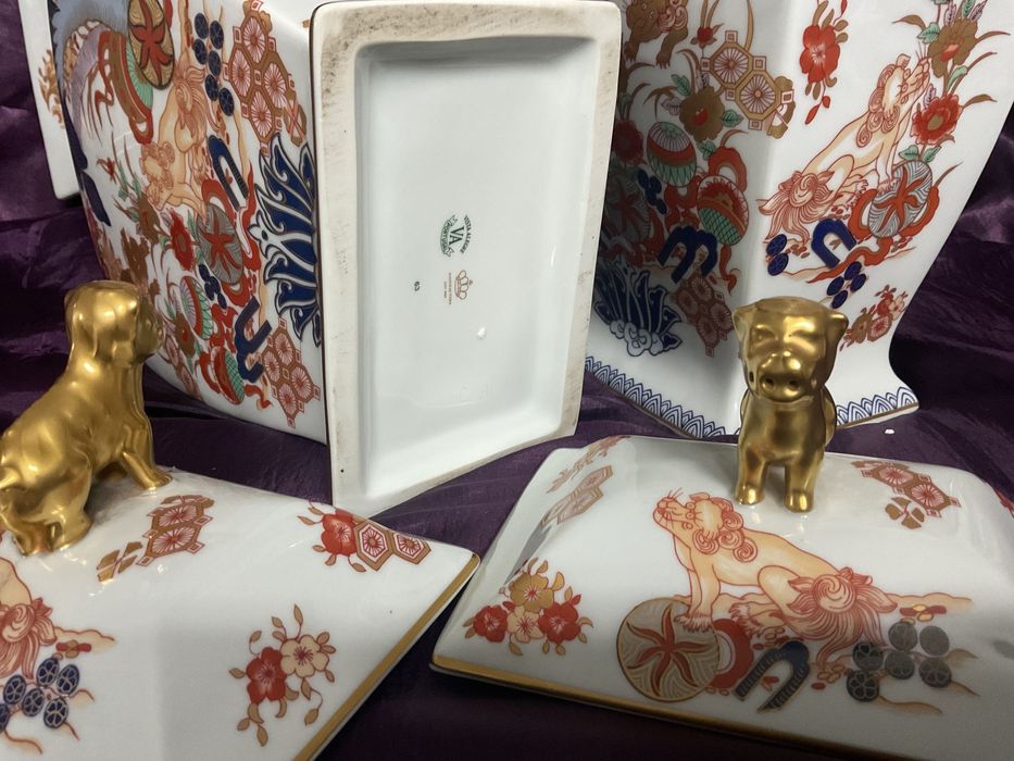 PAR DE TALHAS GRANDES VISTA ALEGRE SAMURAI PINTURA A OURO 46 cm