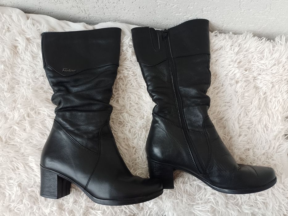 Чоботи шкіряні жіночі, єврозима, 23,5 см