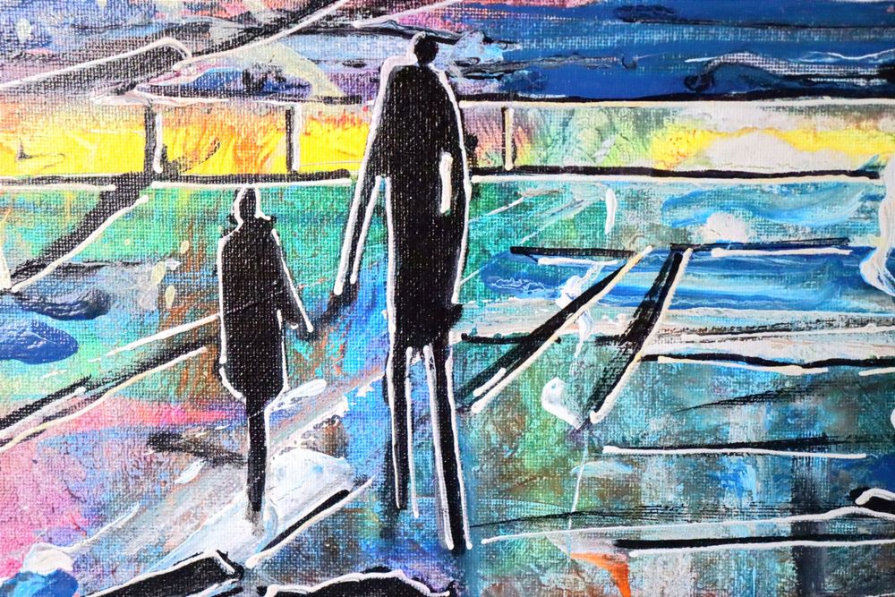 współczesny obraz  na płótnie „W Matni” 50x50 olej, do salonu, Przemo Pankowski