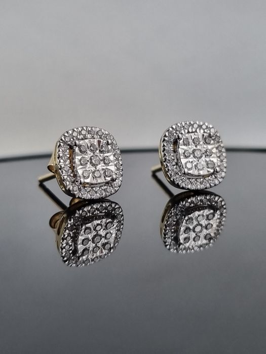 Luksusowe złote kolczyki z diamentami 585 sztyft brylanty