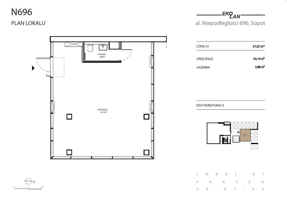 Lokal usługowy 57 m² na wynajem | Sopot| Parter z witrynami