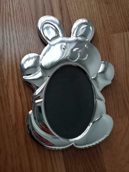 Porta retratos em forma de urso em prata laminada_NOVO