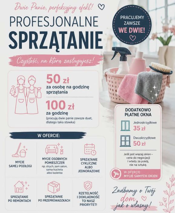 Sprzątanie Domów i Mieszkań | Duet Sprzątający | Mycie Okien | Jednorazowo i Cyklicznie