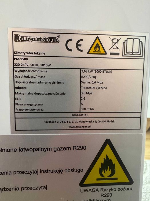 Klimatyzator postojowy Ravanson PM-9500