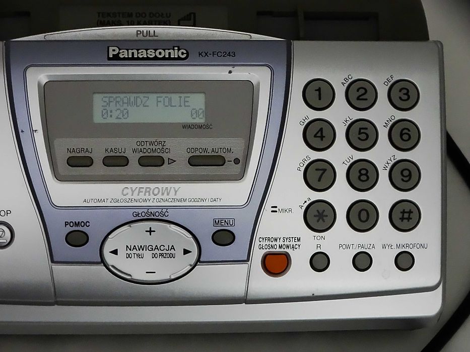 Panasonic KX-FC243PD – faks + telefon stacjonarny + słuchawka bezprzew