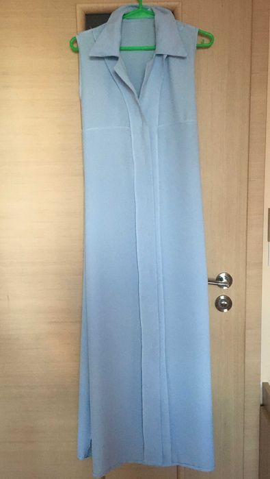 Sukienka ciążowa letnia długa maxi błękitna zapinana wiązana S M