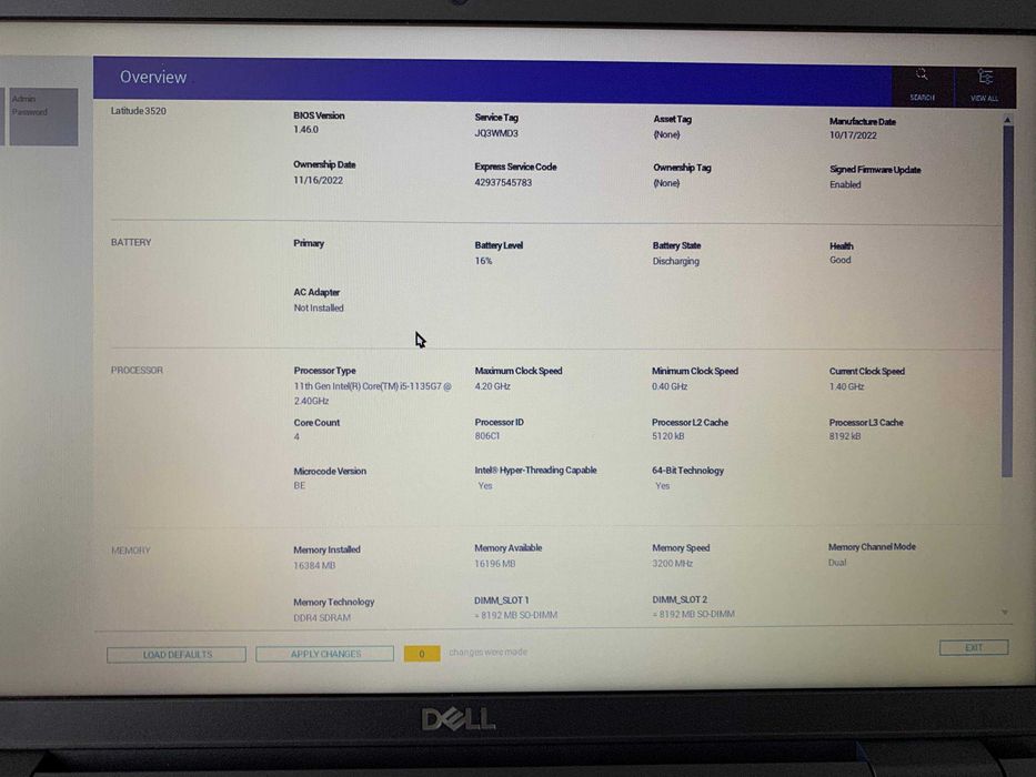 Dell Latitude 3520 / i5-1135G7 / 16GB / 256GB SSD / Win11 Pro / Гарний стан