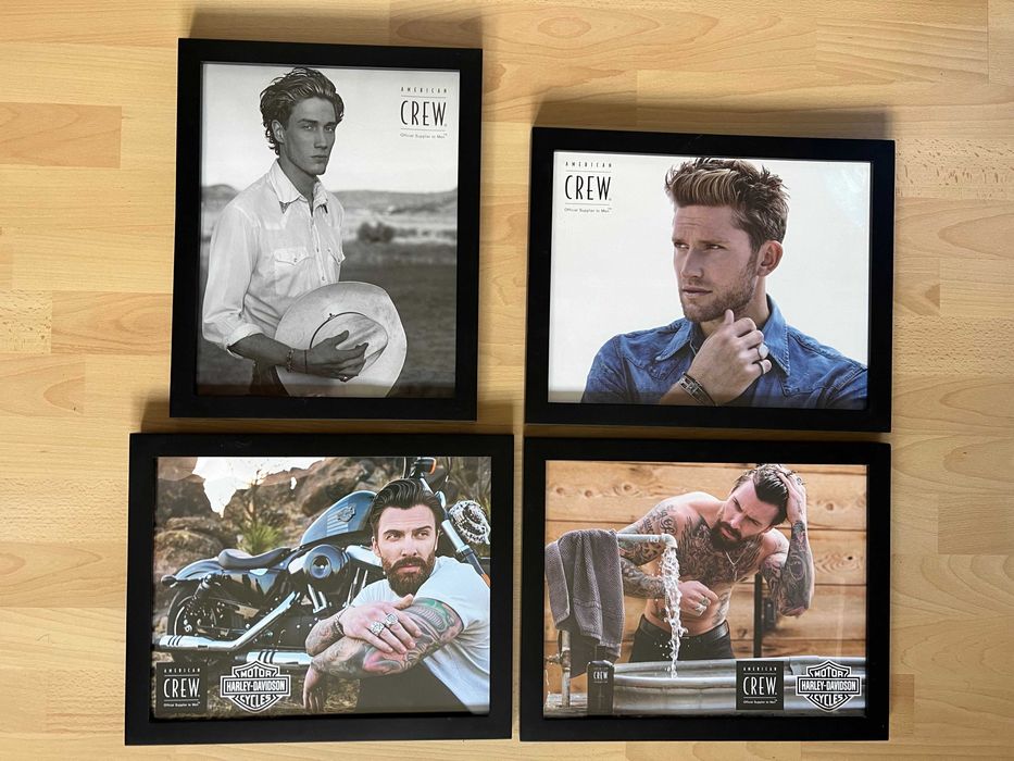 Obrazy do barbera w ramkach komplet 4 sztuki