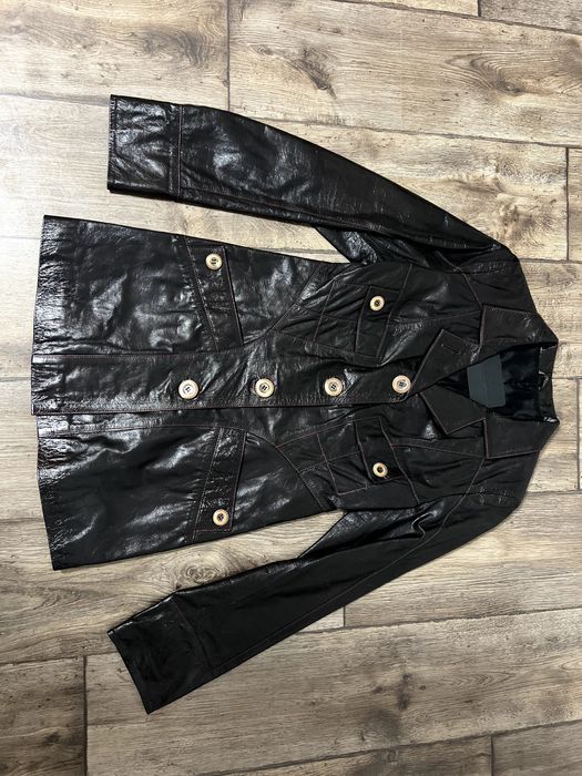 Подовжена шкіряна куртка демі S