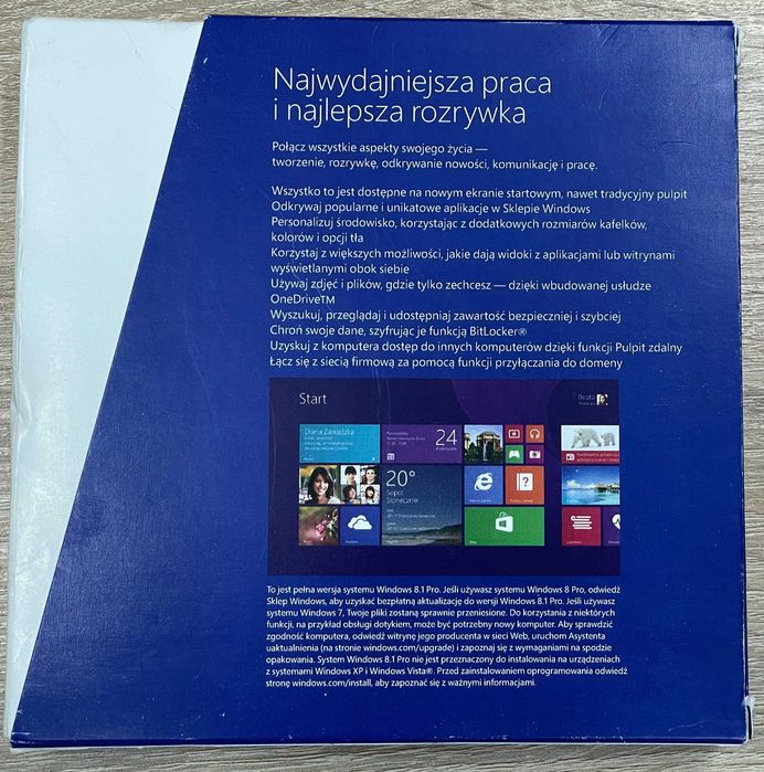 system operacyjny Microsoft Windows 10 Pro (zrobiony update licencji z Windows 8.1 Pro)