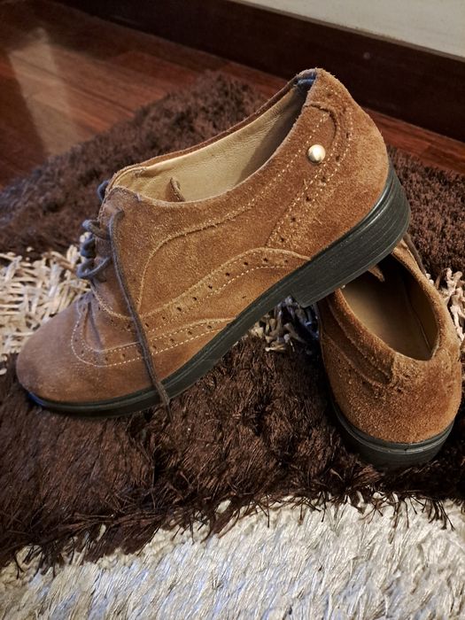 Mocassins de senhora castanhos, camurça