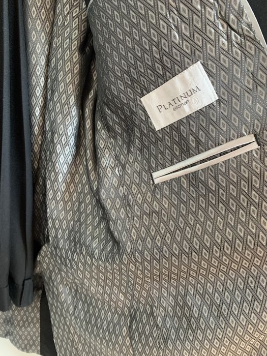 Elegancki Czarny Garnitur Ślubny Recman Platinium