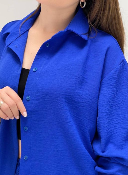 Костюм синій з креп-жатки