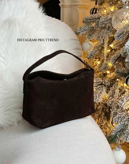 Замшева шоколадна сумка, жіноча сумка натуральний замш