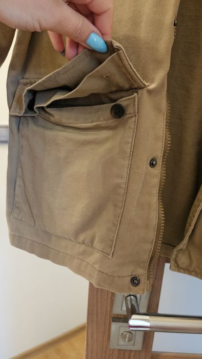 Kurtka męska, płaszcz,khaki,wojskowa, s z kapturem chowanym