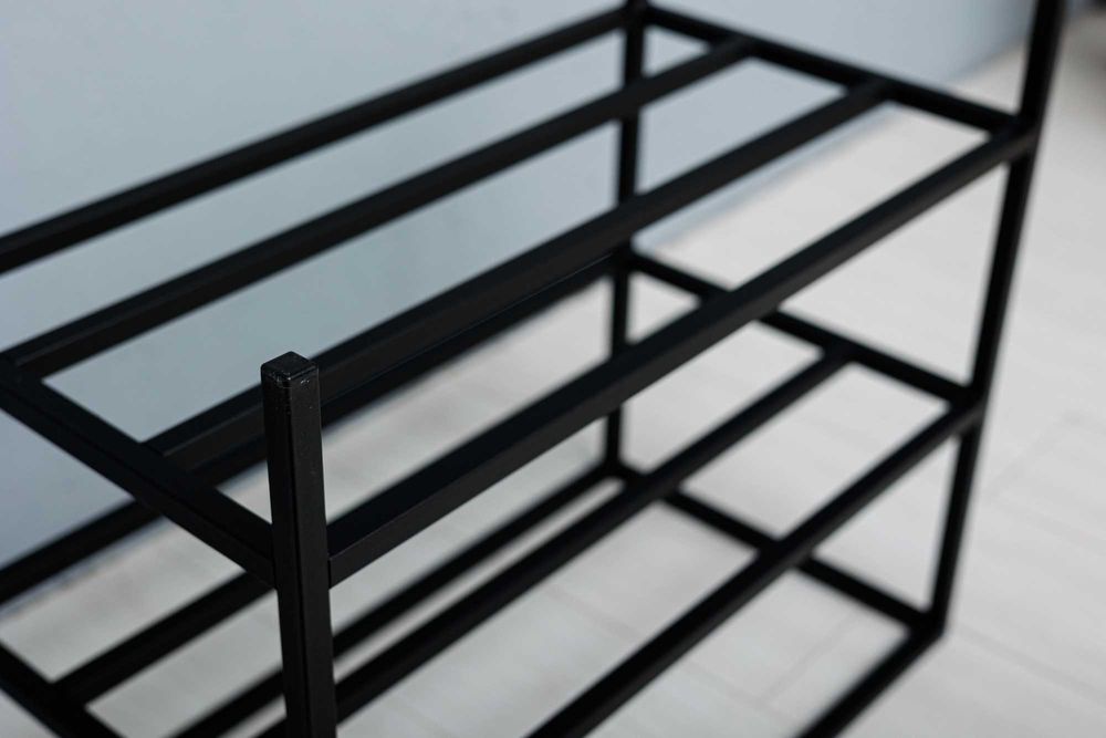 Подставка под обувь металлическая, полка пуф для обуви на две полочки