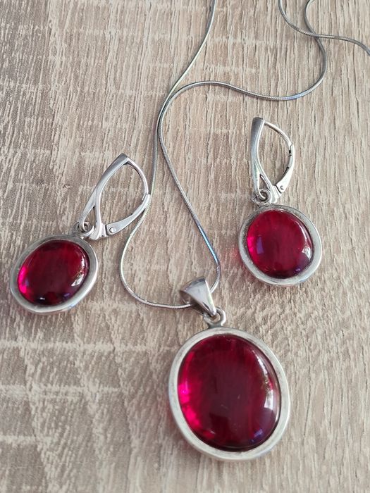 Zestaw srebro i bursztyn bałtycki