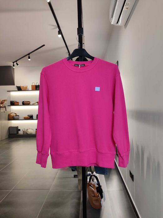 Світшот Acne Studios Face Patch Crewneck Sweatshirt Neon Pink