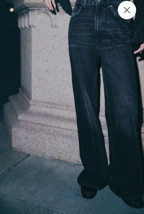 Нові темно-сірі джинси wide leg H&M з камінчиками