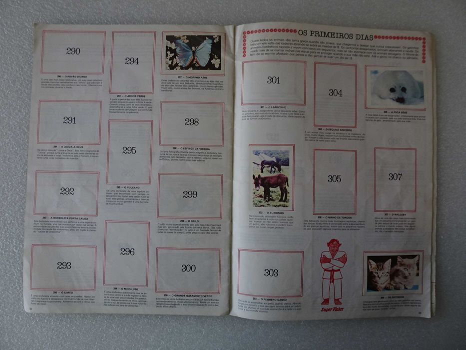 Caderneta de cromos O Mundo Prodigioso dos Animais (tem 45 cromos)