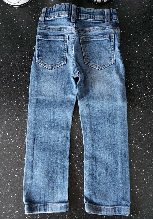 DENIM CO. Spodnie jeansowe rurki przecierane granatowe roz. 92