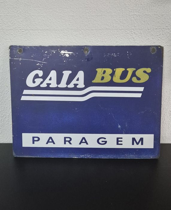 Placa antiga de Paragem de Autocarros GaiaBus