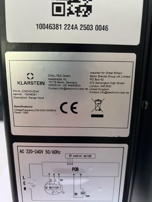 Витяжка з Німеччини Klarstein Brisa 60 10046381